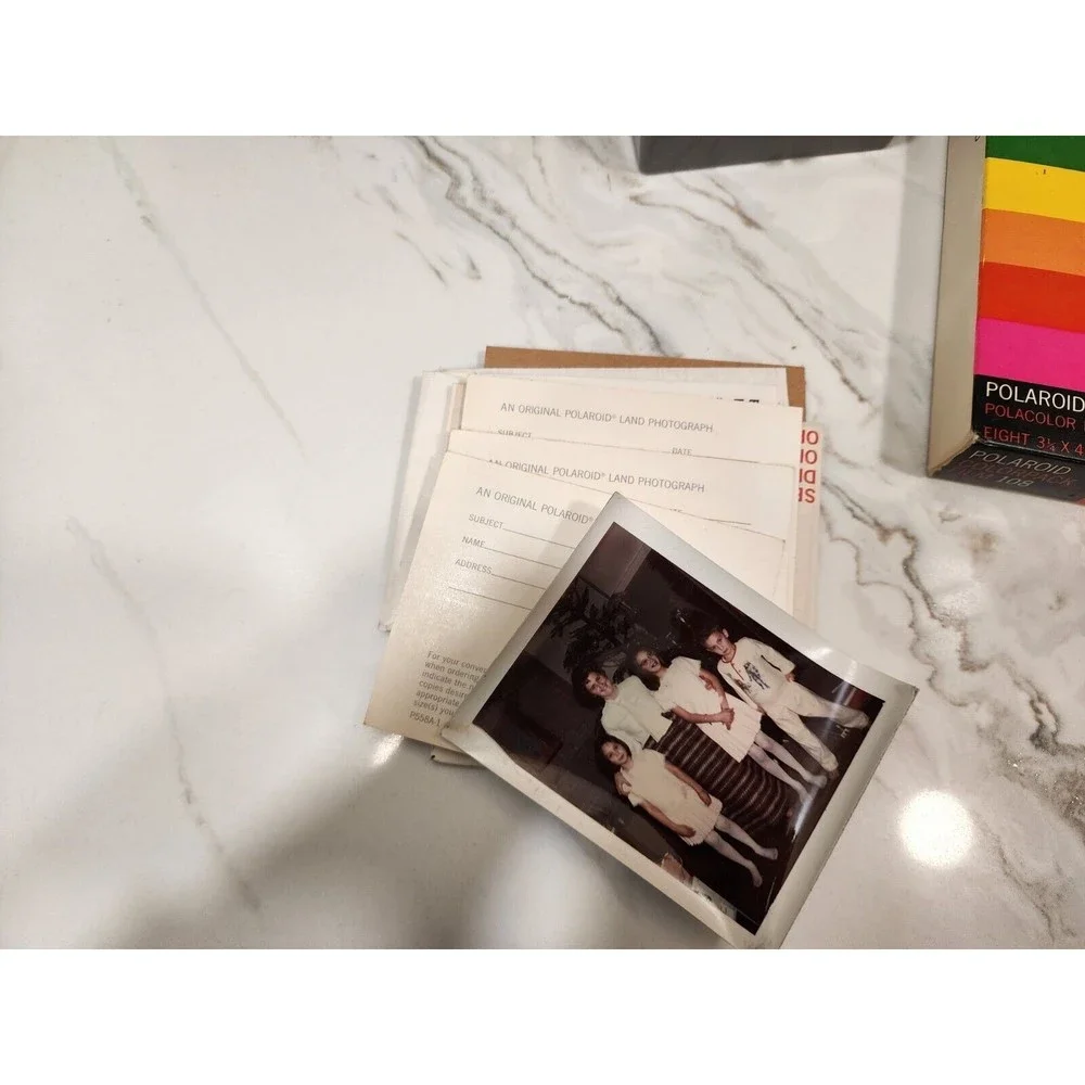 1970s Polaroid Automatic 100 Land Camera w/Bag Film Booklet and Extras Working